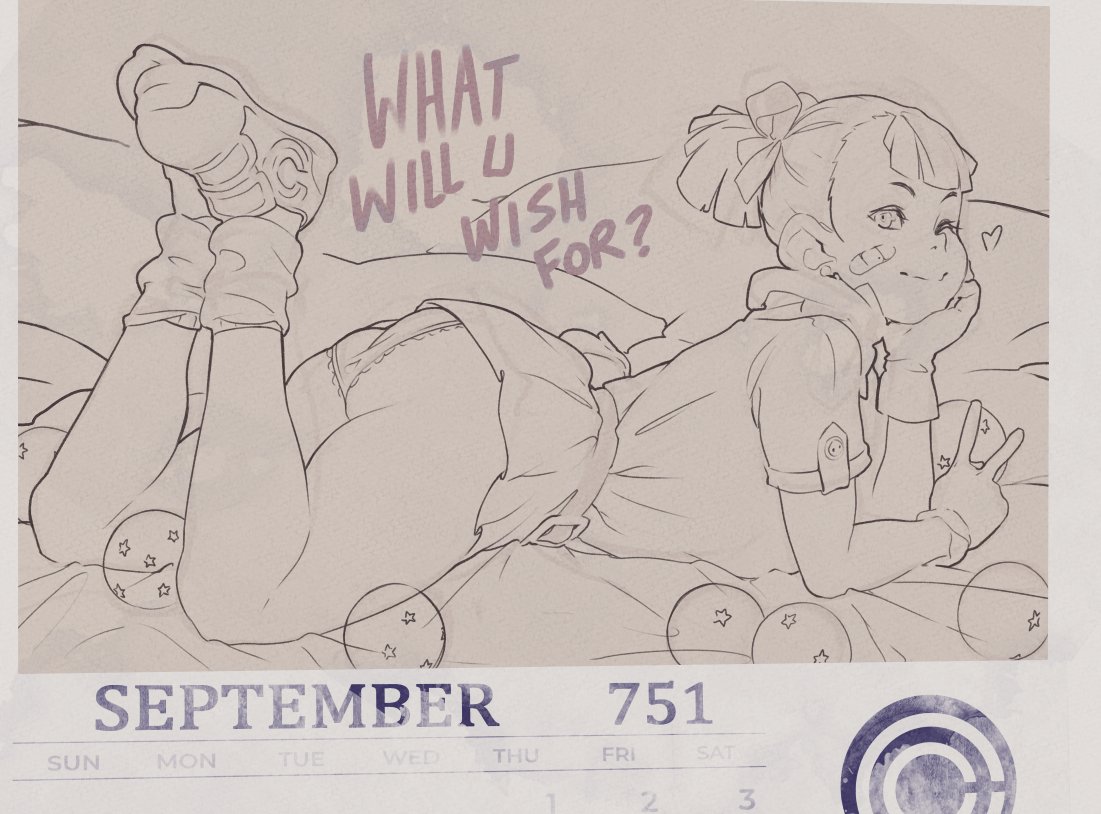 blue eyes, blue hair, bulma briefs, dragon ball, dragon ball (classic), dragon ball z, female, laying down, laying on bed, norasuko, panties, sketch, skirt, skirt lift, smile, tagme, teenage bulma, teenager