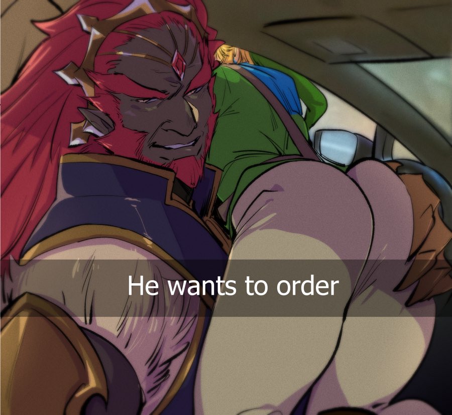 2boys beard car dark-skinned_male dat_ass ganondorf ganondorf_(hyrule_warriors) gerudo hand_on_ass he_wants_to_order hyrule_warriors kukumomo link link_(hyrule_warriors) male male_focus male_only meme pointy_ears red_hair smirk solo_male the_legend_of_zelda yellow_eyes