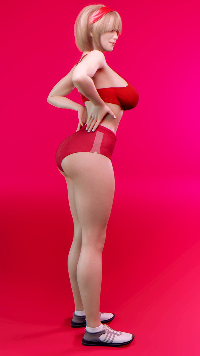 1girls, 3d, apex legends, ass, blonde female, blonde hair, breadcrumb, female, female only, hips, looking at viewer, posing, respawn entertainment, scar, short shorts, shorts, solo, sports bra, wattson (apex legends)