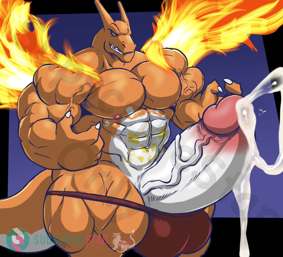 abs biceps charizard cum cumming furry gay gigantamax_charizard hyper hyper_balls hyper_genitalia hyper_penis hyper_testicles male male_focus male_only masterelrest muscle muscles muscular muscular_arms muscular_ass muscular_back muscular_legs muscular_male muscular_thighs nipples pecs pokemon pokemon_(species) veins veiny_penis