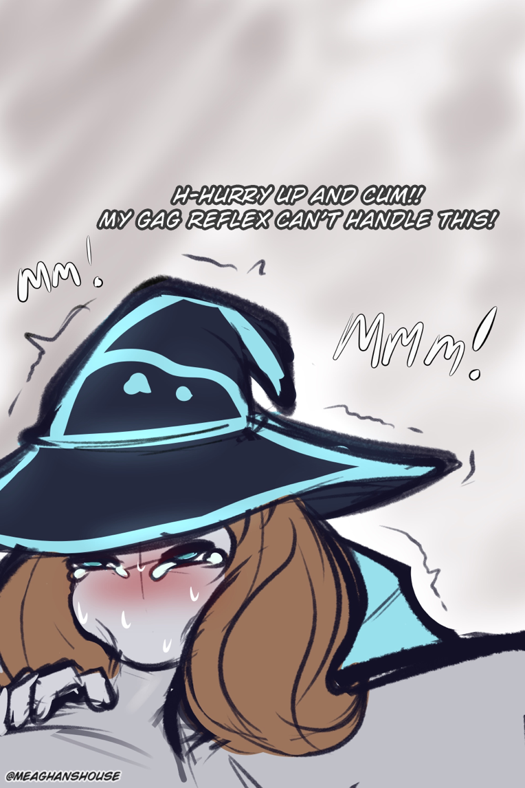 blowjob blue_clothing blue_eyes fellatio madness_combat magiturge_(madness) meaghan_(meaghanshouse) meaghanshouse tagme wizard_hat