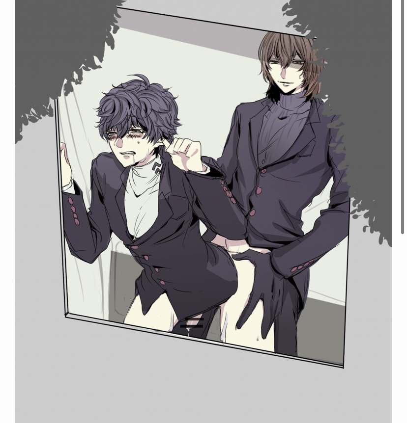 akira kurusu, anal, anal sex, goro akechi, male, male only, male/male, partially clothed, persona, persona 5, public, ren amamiya, yaoi