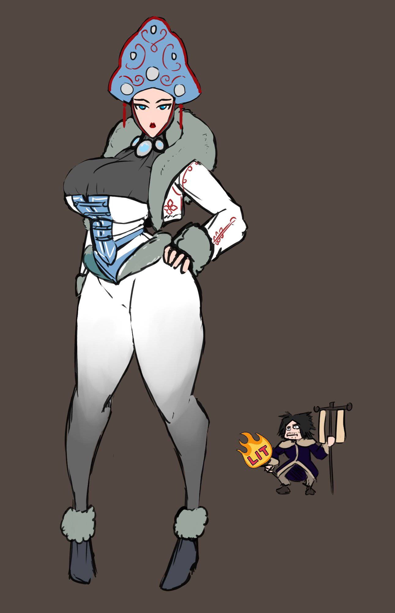 1girls armor ass being_watched black_hair blonde_hair dat_ass female female_focus grey_background ice_witch jakearmorsmith kislev knight kostaltin short_hair thick_thighs thighs total_war:_warhammer tzarina_katarin warhammer_(franchise) warhammer_fantasy watermark yoga_pants