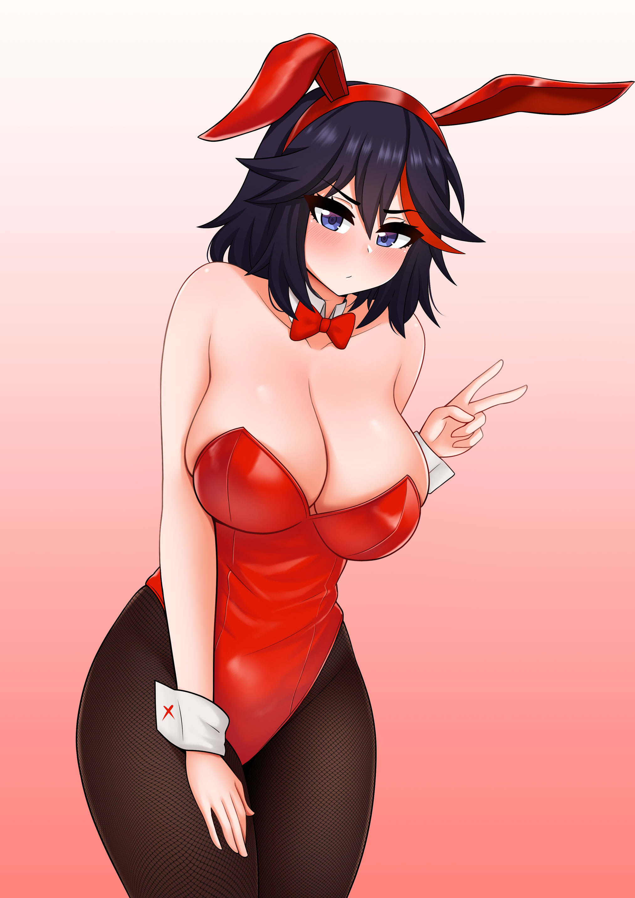 1girls, big breasts, black hair, black-haired female, breasts, bunny costume, bunny ears, bunny girl, bunnysuit, female, kill la kill, matoi ryuuko, tagme, the only shoe