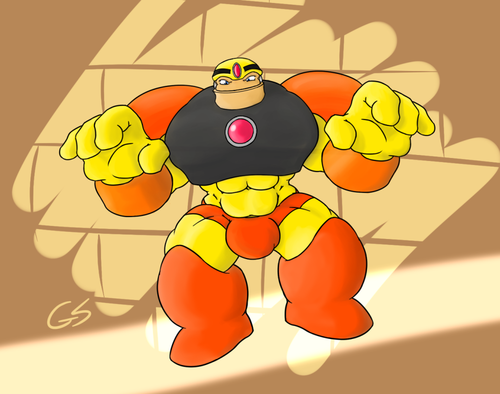 bara bulge guts_man male_only mega_man mega_man(classic) muscular_male naughty_face preparing_to_attack robot thick_thighs