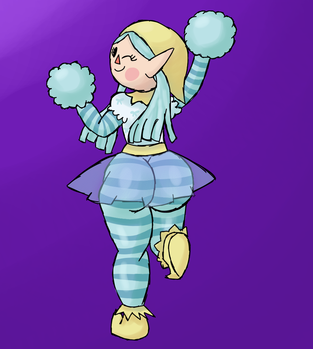 ass big_ass big_butt black_eyes celeste_(mi_duende_magico) elf elf_ears elf_female female female_only light_blue_hair mi_duende_magico png pointy_ears red_nose smile thick_ass thick_legs white_skin