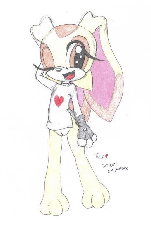 anthro bottomless cream_the_rabbit cute female female_only front_view gloves heart huge_eyes innocenttazlet looking_at_viewer pussy solo sonic_(series) standing tagme toony