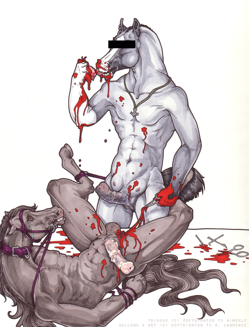 blood castration crotchboob equine gay gelding guro hard_vore hooves horsecock male penis vore