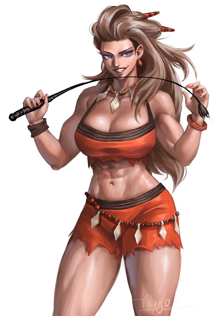 1girls, abs, big breasts, breasts, cleavage, dominant female, female, femdom, looking at viewer, muscles, muscular, pokemon, pokemon sv, professor sada (pokemon), smile, tagme, thick thighs, virgoart1509, whip