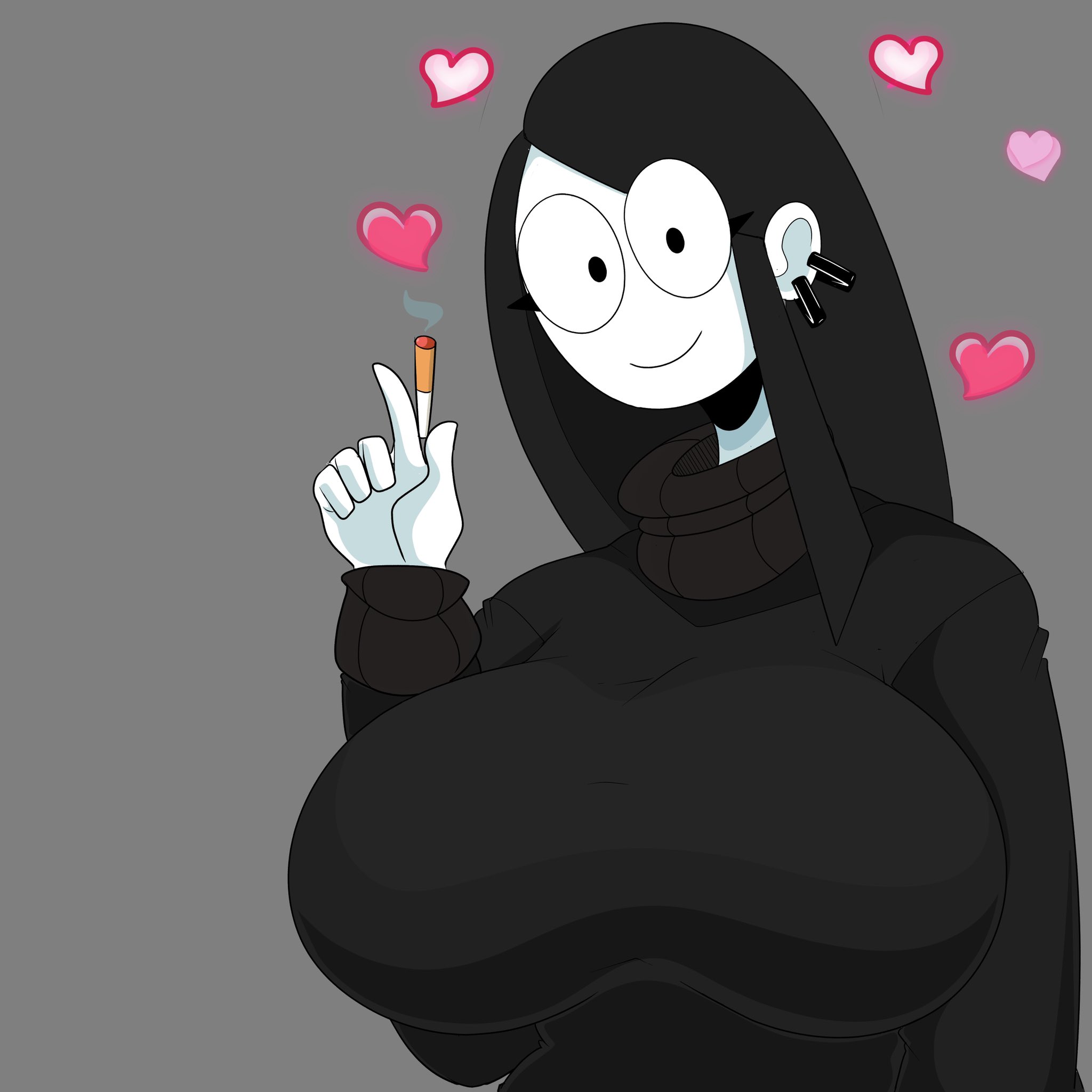 big breasts, breasts, clothing, female, heart, monster girl, saltynoodles, solo, tagme, veronica (saltynoodles)