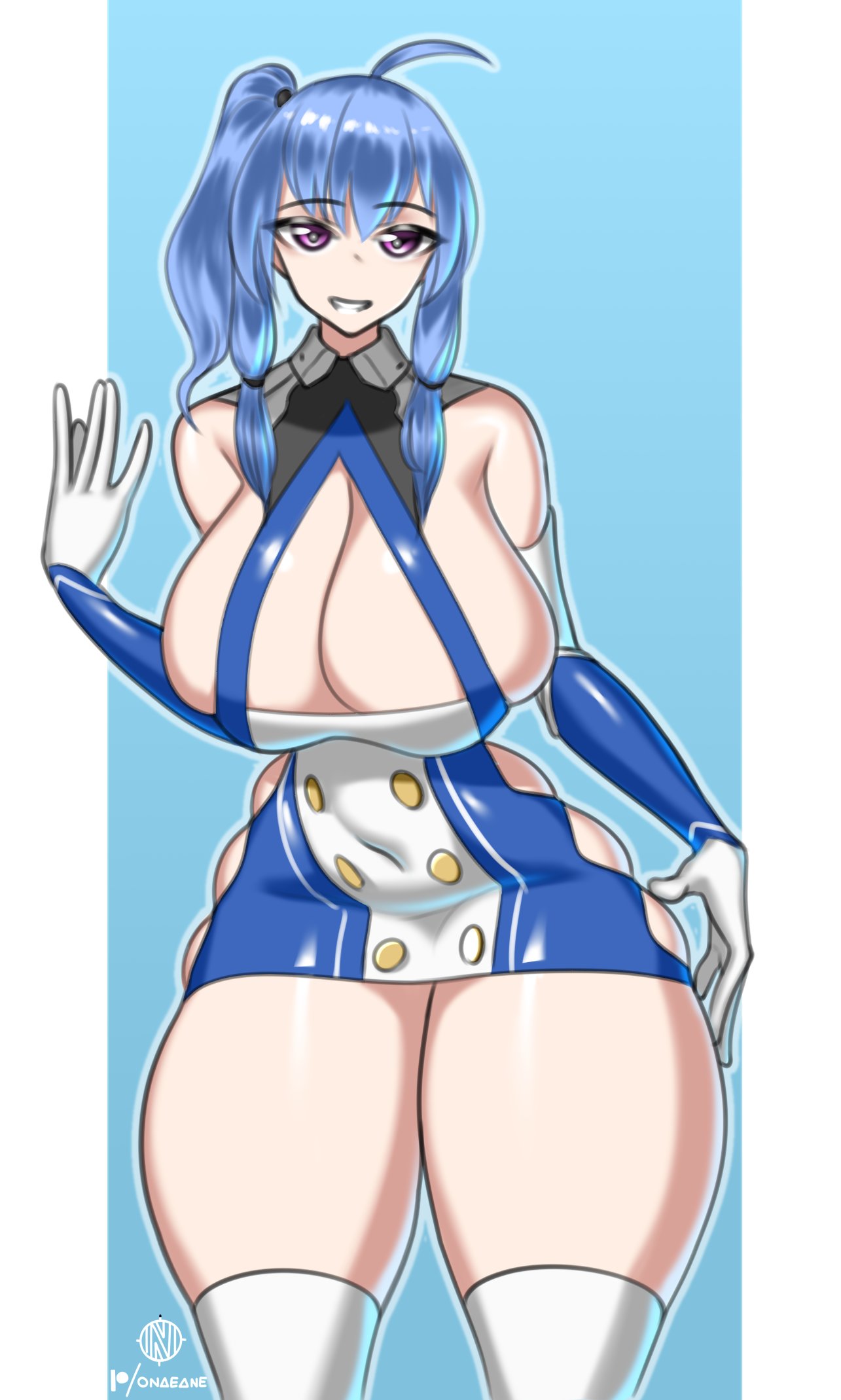 ass ass big_ass big_breasts big_breasts big_butt blue_eyes blue_hair breasts breasts onaeane plump thick_thighs