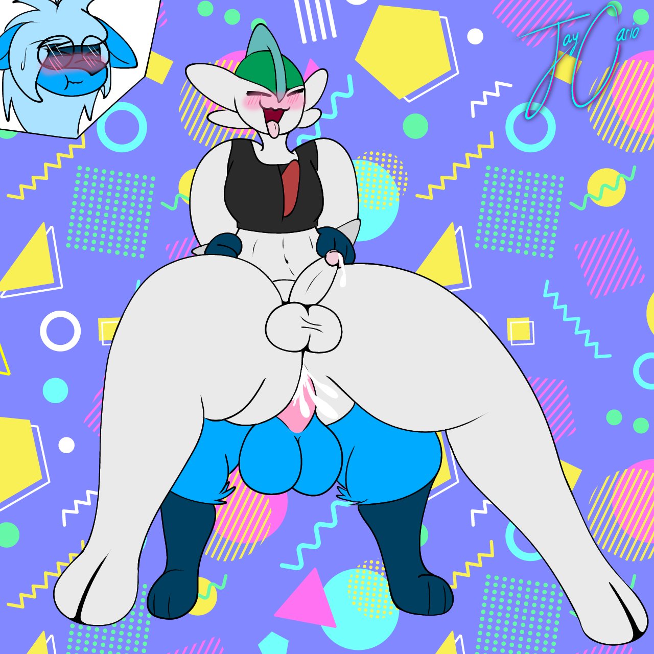 big_balls big_penis big_thighs blush blushing cum cum_in_ass gallade gay glasses homosexual jaycario_(artist) lenny_(zer0264) lucario male male/male male_only penis pokemon pokemon_(species) sex tagme