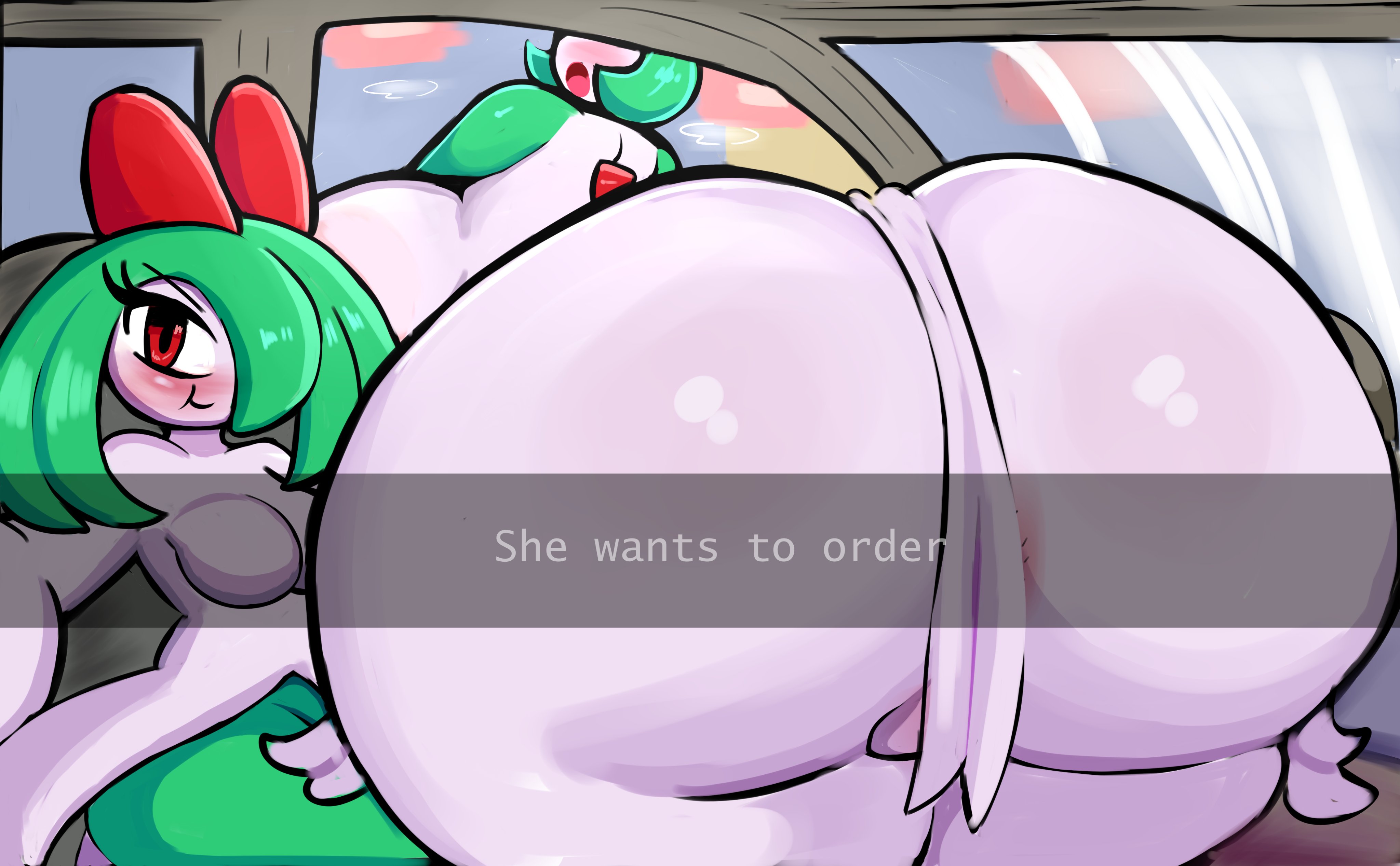 anus, ass, big ass, big breasts, breasts, bubble ass, bubble butt, female, gardevoir, he wants to order, huge ass, kirlia, meme, pokémon (species), pokemon, pokemon (species), sath15, tagme
