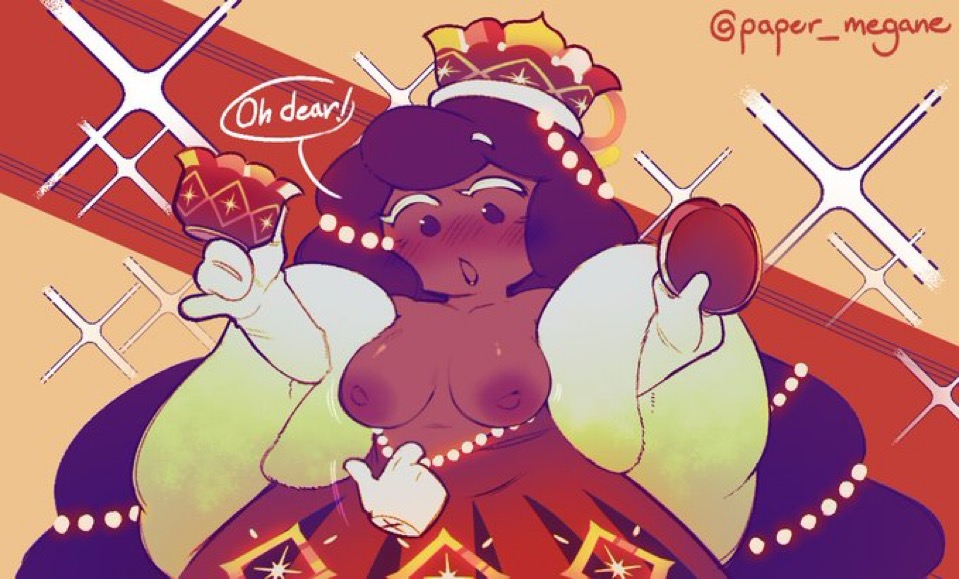 1girls, areolae, blush, breasts, brown eyes, brown hair, cocoa cookie, cookie run, cookie run ovenbreak, cup, dark skin, dark-skinned female, disembodied hand, dress, dress pull, exposed breasts, female, gloves, hair, headwear, holding, holding cup, holding object, long hair, nipples, paper megane, partially clothed, solo focus, surprised, tagme, topless, wide eyed
