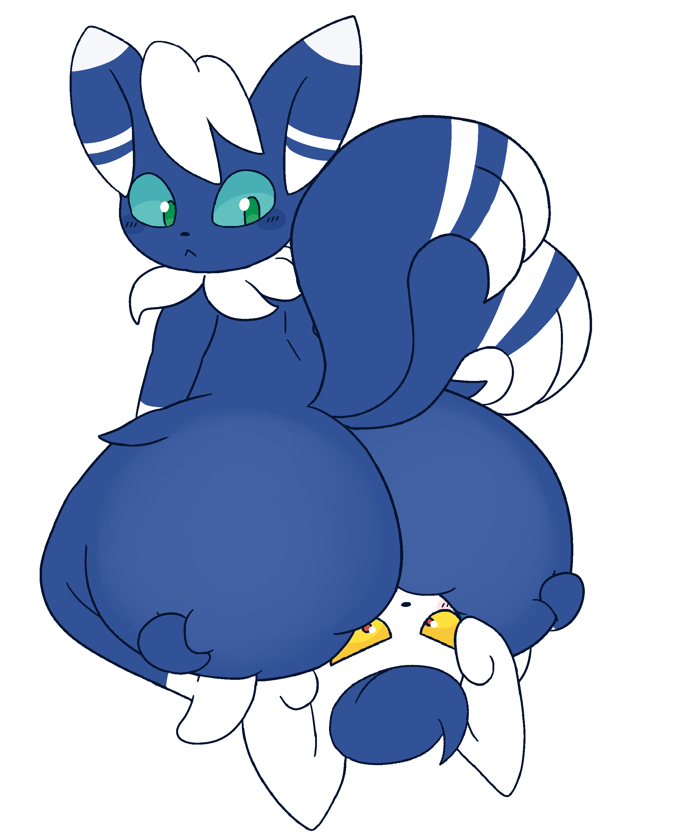 ass, big ass, blush, bubble ass, bubble butt, drawful-s, facesitting, feline, female, femboy, hands on ass, male, male/female, meowstic, nintendo, pokémon (species), pokemon, pokemon (species)