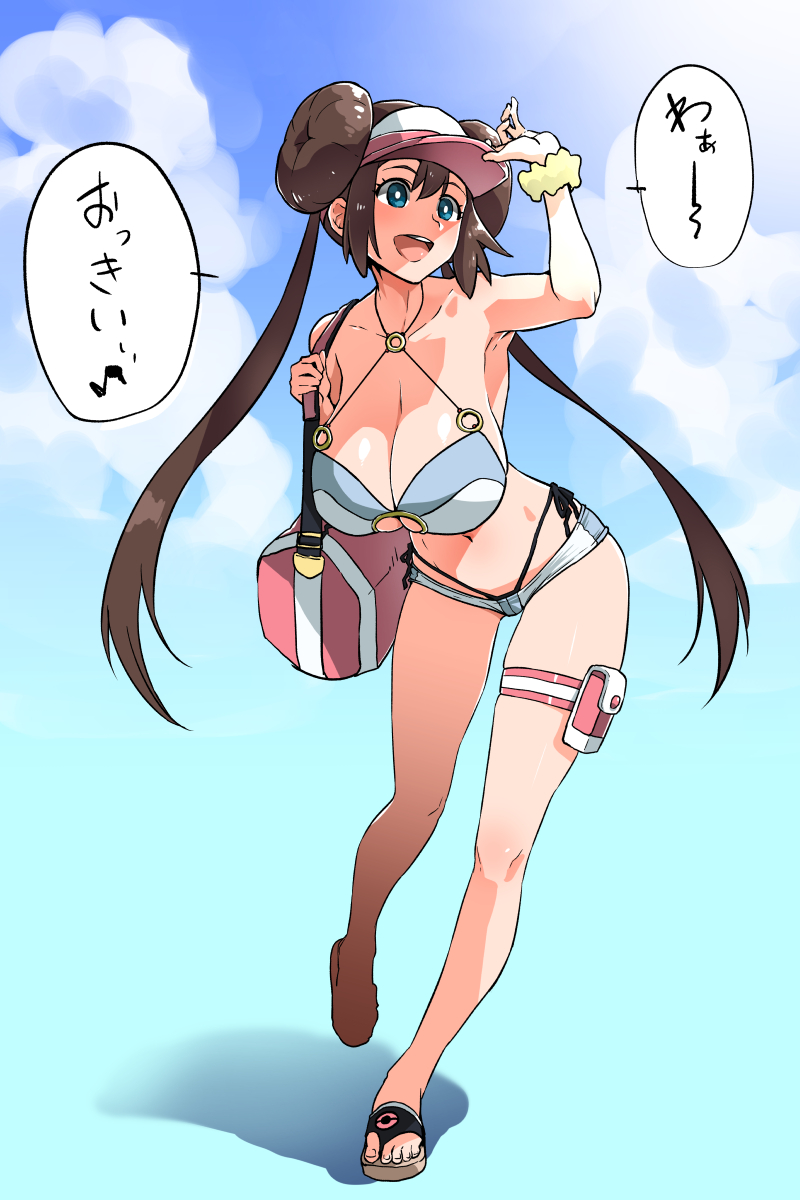 ahemaru big_breasts henriiku_(ahemaru) huge_breasts pokemon pokemon_bw2 rosa_(pokemon) swimsuit tagme