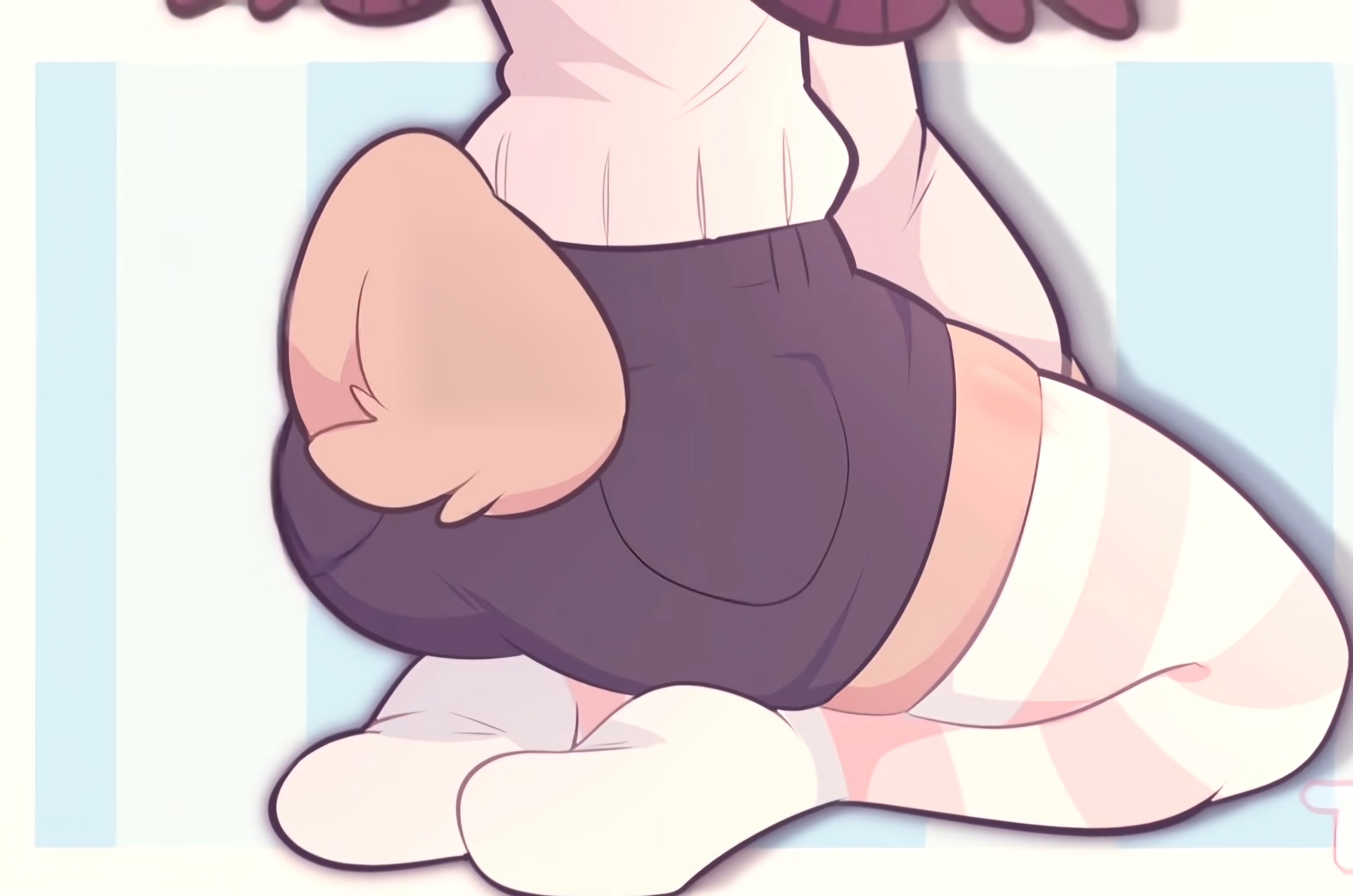 ass, ass focus, booty shorts, breasts, clothes, curvaceous, curvy, curvy female, cute, female, female focus, female only, furry, furry only, hazel (typh), long socks, on knees, sitting, solo, solo female, solo focus, thick ass, thick thighs, thighhighs, thighs, typh