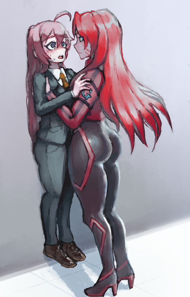 2girls, ass, female, female only, gebura (lobotomy corporation), hod (lobotomy corporation), kekekekekekekk, lobotomy corporation, meme, project moon, tagme, yuri