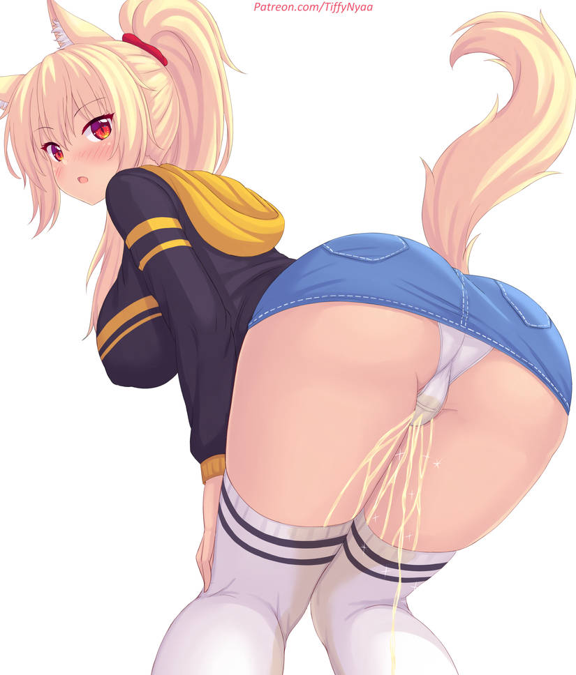 ass bent_over butt cat_ears cat_tail catgirl denim_skirt looking_at_viewer looking_back needs_tags nottytiffy omorashi pee_stain peeing peeing_self standing_pee stockings tagme tiffy tiffynyaa urinating_female wet_spot wetting wetting_self white_panties