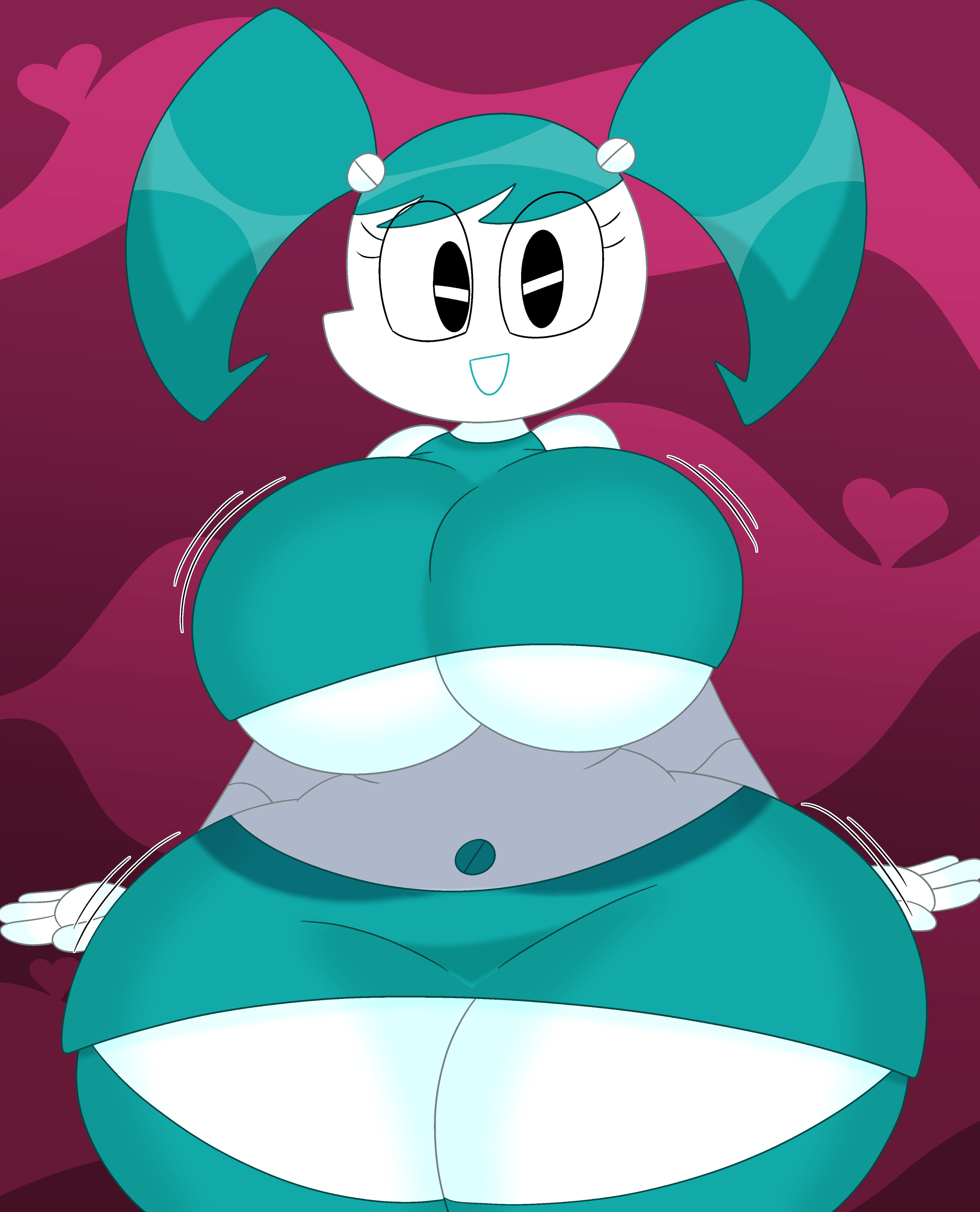 1girls, 3barts, big breasts, breasts, busty, clothing, female, female only, huge breasts, jenny wakeman, large breasts, looking at viewer, my life as a teenage robot, nickelodeon, robot, robot girl, smile, solo, thick thighs, thunder thighs, wide hips, xj-9
