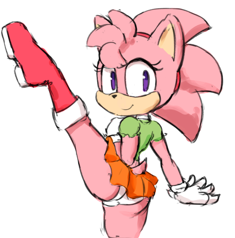 1girls amy_rose anthro ass boots classic_amy_rose furry gloves hairband hedgehog panties r0cketjumper sega shirt skirt sonic_(series) upskirt