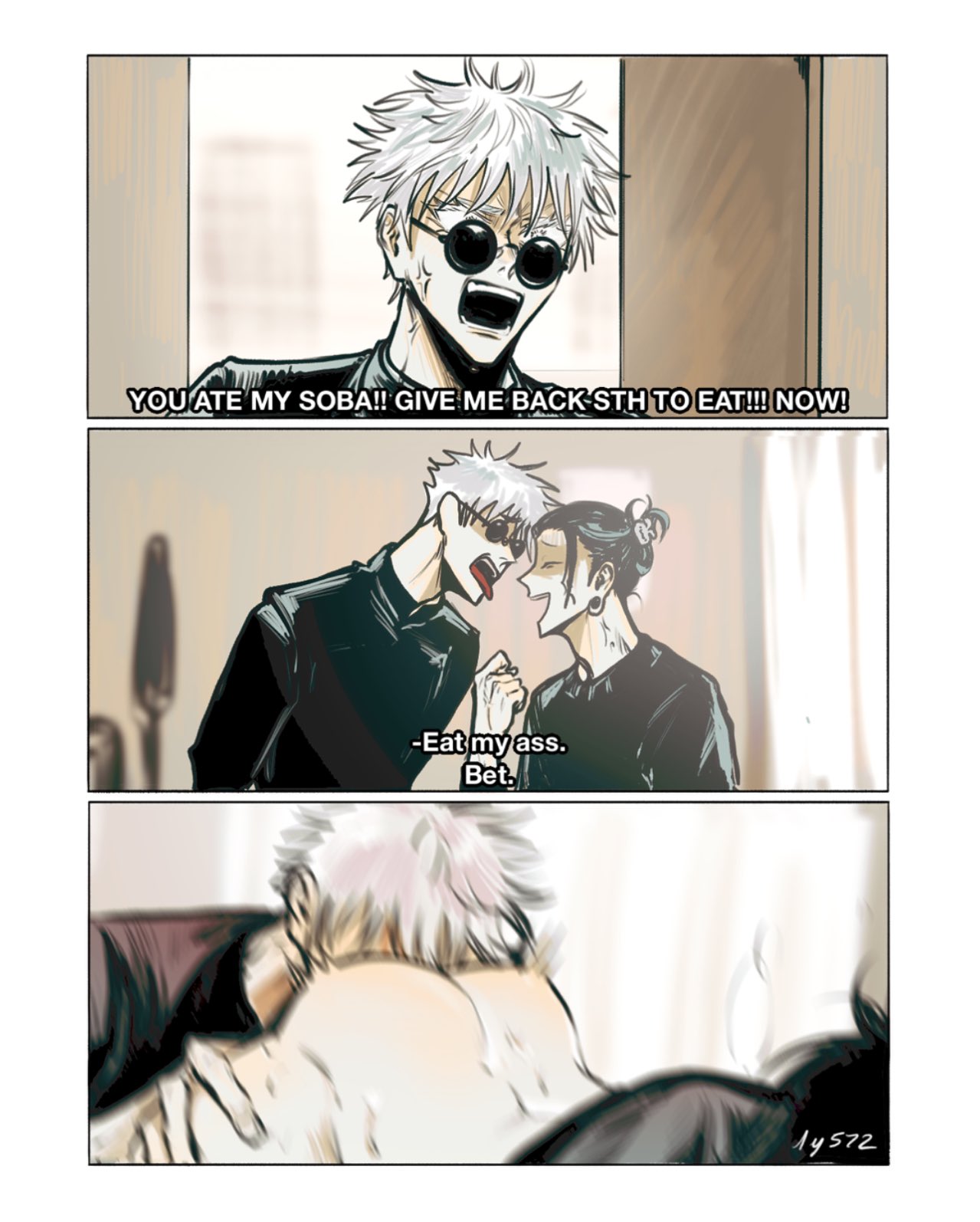 2boys, gay, jujutsu kaisen, male, male only, multiple boys, multiple males, satoru gojo, suguru geto, white hair, yaoi