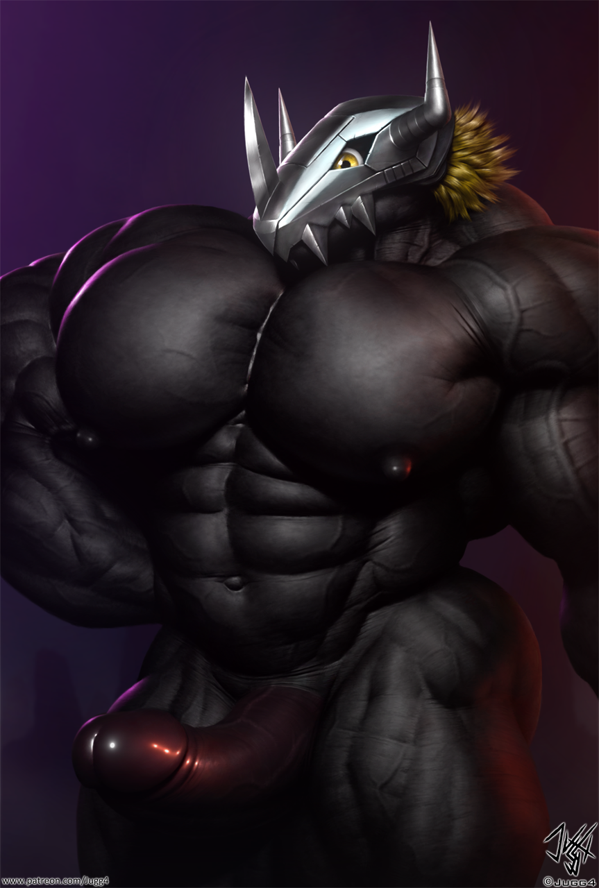 abs anthro armor balls bandai_namco biceps big_balls big_muscles big_penis black_body blackwargreymon digimon digimon_(species) erection genitals hand_on_hip headgear headgear_only helmet helmet_only hi_res horn horned_helmet huge_balls huge_cock huge_muscles humanoid_genitalia humanoid_penis hyper hyper_balls hyper_genitalia hyper_muscles hyper_nipples hyper_penis jugg4 male male_only muscular muscular_anthro muscular_male muscular_thighs nipples pecs penis solo vein