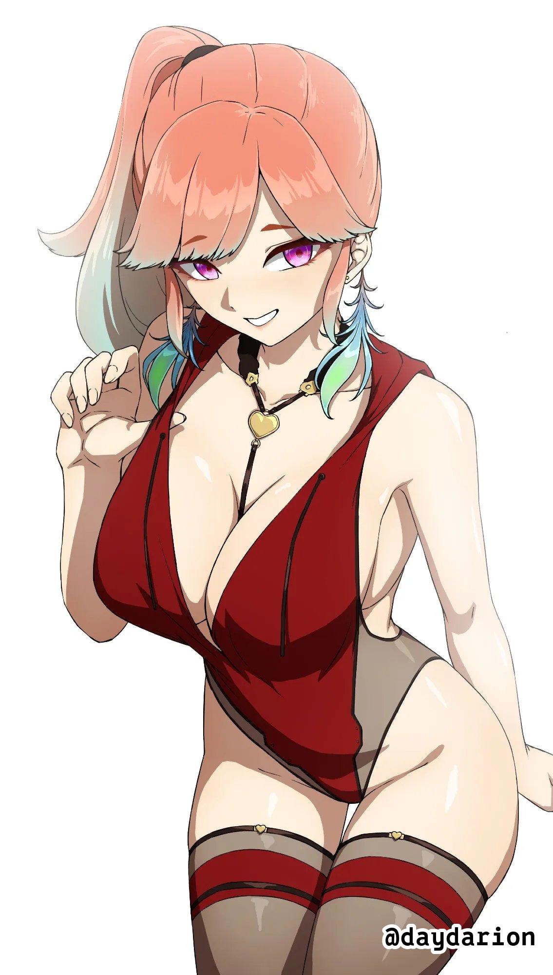 1girls, 2d, 2d (artwork), 2d artwork, adult, adult female, belly, belly button, big boobs, big breasts, breasts, brown legwear, brown stockings, brown thigh highs, brown thighhighs, busty, busty female, busty girl, cleavage, collarbone, curvaceous, curvaceous body, curvaceous female, curvaceous figure, curvaceous hips, curvy, curvy body, curvy female, curvy figure, curvy hips, dayyo (daydarion/day-chan), digital, digital art, digital drawing, digital drawing (artwork), digital media, digital media (artwork), drawing, earrings, female, female focus, female only, fingernails, fingers, ginger, ginger hair, gradient hair, green hair, green-haired female, grin, grinning, grinning at viewer, groin, head tilt, high resolution, highres, hololive, hololive english, hourglass figure, inguinal crease, inguinal ligament, large boobs, large breasts, lean figure, legwear, leotard, long hair, looking at viewer, mature, mature female, midriff, multicolored hair, narrow waist, navel, nipple bulge, orange hair, orange hair female, orange-haired female, parted lips, pink eyes, pink-eyed female, ponytail, red leotard, red topwear, shoulders, side ponytail, simple background, slender body, slender waist, slim female, slim waist, smile, smiley face, smiling, smiling at viewer, solo, stockings, takanashi kiara, thick thighs, thigh gap, thigh highs, thighhighs, thighs, tilted head, topwear, upper body, virtual youtuber, vtuber, vtuberfanart, white background, wide hips
