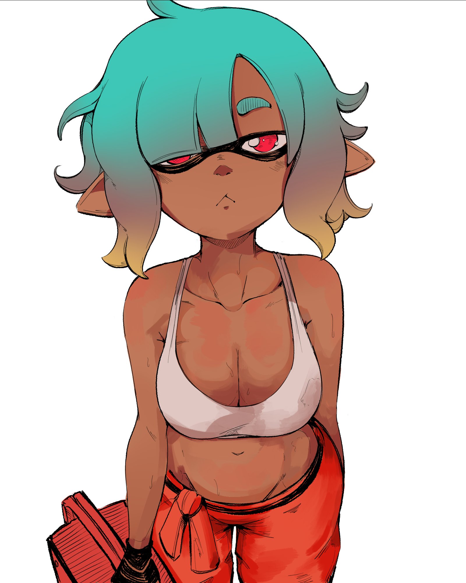 cleavage, colored, female, mechanic (splatoon raiders), obsydian0x, solo, splatoon, splatoon raiders, yxxzoid