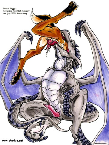 2005 anthro armorine_(character) brian_harp canine dragon feral male penis scalie size_difference vore wings