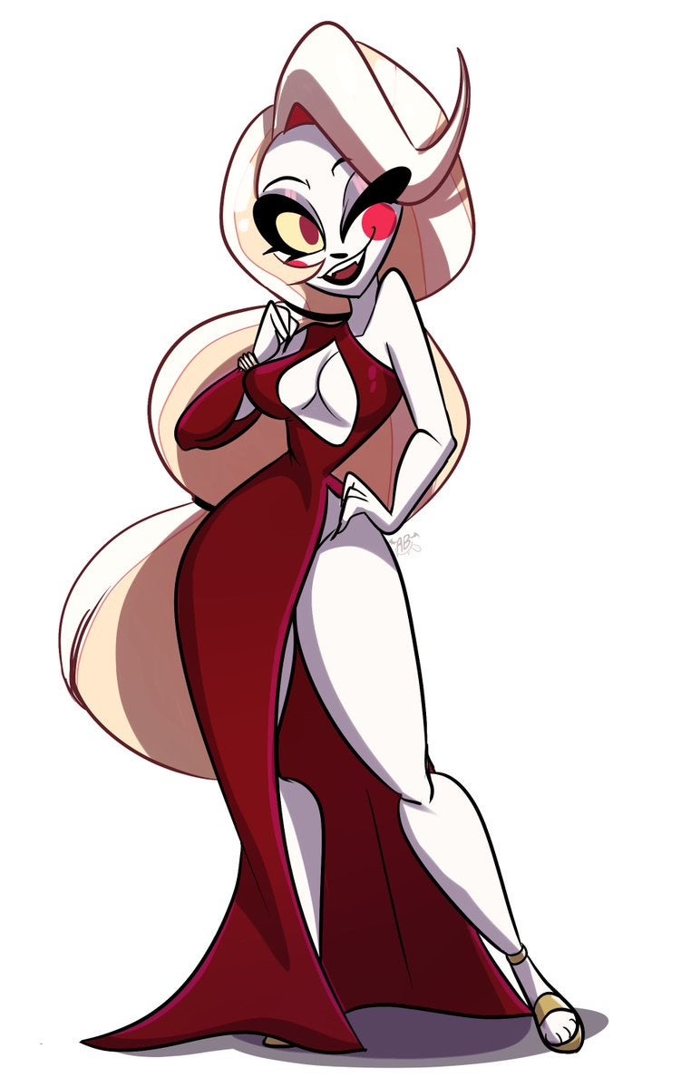ashlebat, boob window, breasts, casual, charlie morningstar (hazbin hotel), clothing, female, female only, footwear, hazbin hotel, humanoid, pale skin