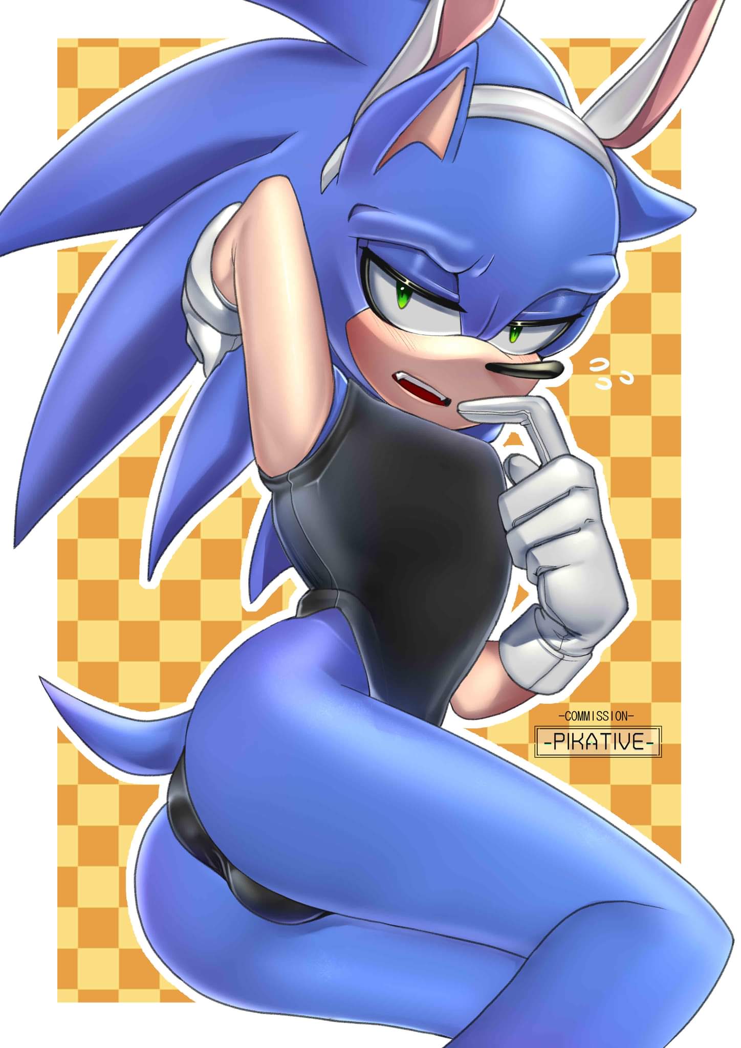 ass balls bunny_costume butt femboy furry legs looking_back pikative sonic_the_hedgehog