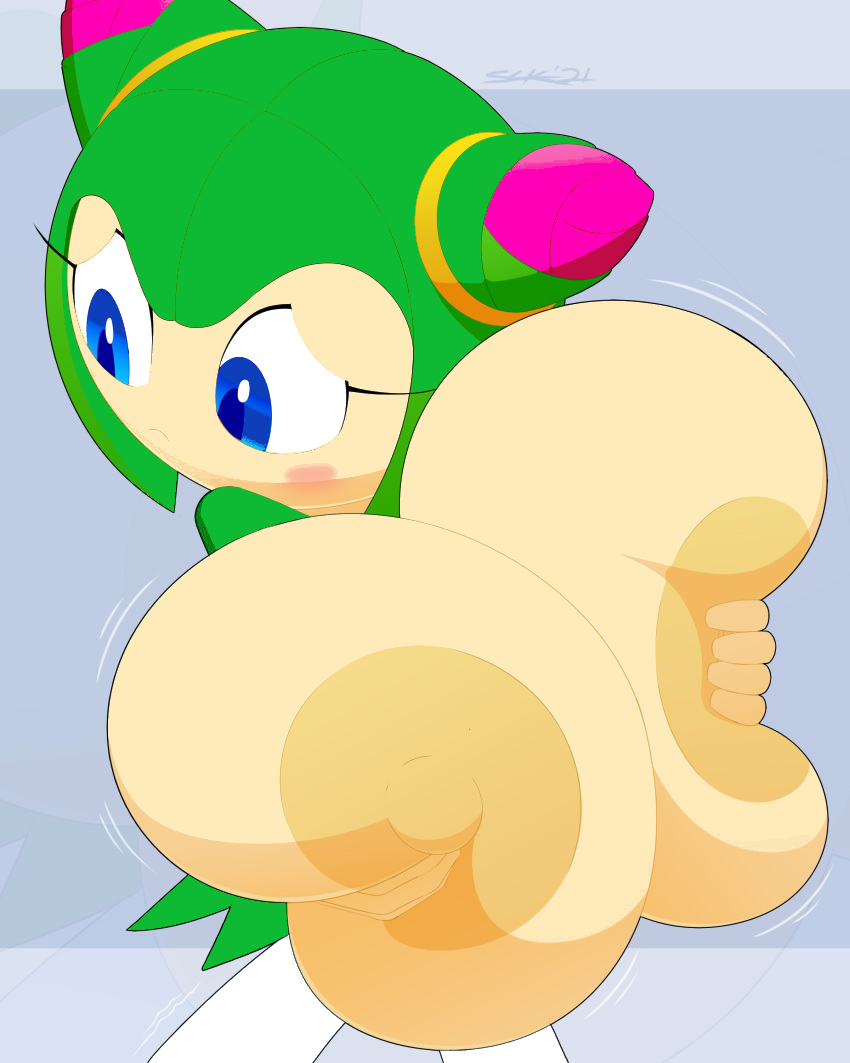 breast_grab breasts_bigger_than_head clothed cosmo_the_seedrian female female_only grabbing_own_breast huge_breasts slickehedge sonic_(series) sonic_x tagme