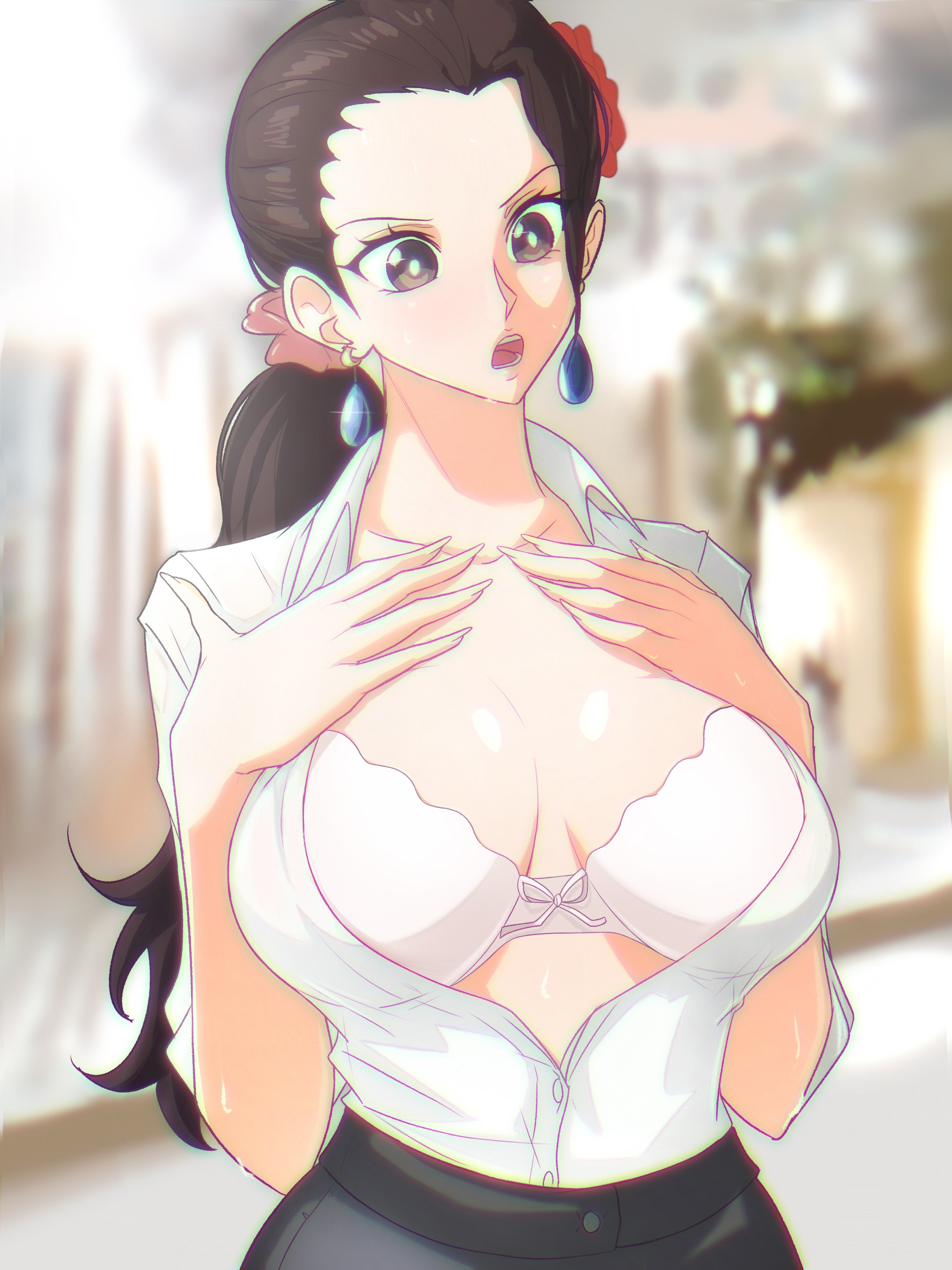 1girls, big breasts, breasts, brown hair, brown-haired female, female, female only, long hair, one piece, opalisart, viola (one piece)
