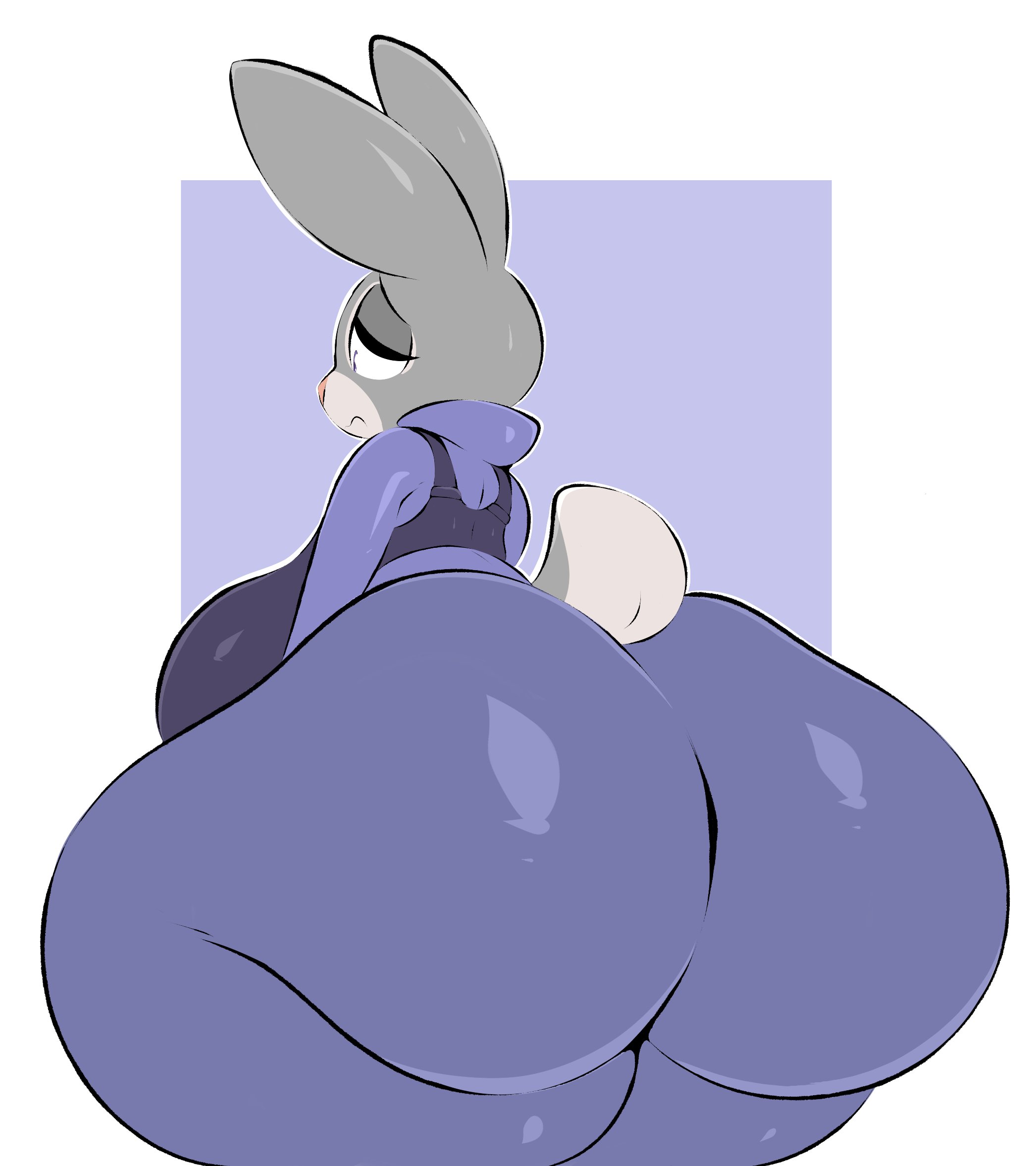 anthro, anthro only, arizonathevixen, ass, big ass, big breasts, big butt, bottomwear, breasts, bubble ass, bubble butt, clothing, disney, enormous ass, enormous butt, fat ass, fat butt, female, frown, gigantic ass, gigantic butt, grey body, half-closed eyes, hi res, huge ass, huge breasts, huge butt, huge thighs, hyper, hyper ass, hyper butt, hyper hips, hyper thighs, judy hopps, lagomorph, large breasts, leporid, mammal, massive ass, massive butt, narrowed eyes, pants, police uniform, rabbit, sad, shirt, solo, text, thick thighs, topwear, uniform, vest, wide hips, zootopia