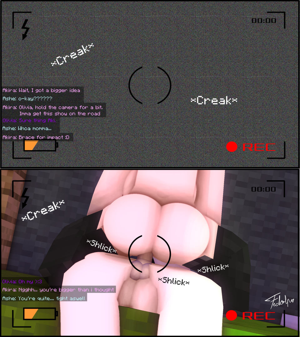 1boy 1boy1girl 1girls 3d 3d_(artwork) akira_sato_(fedolphine) ashe_hendriksson_(fedolphin) camera_phone camera_pov camera_view cowgirl_position fedolphin female human humanoid male mine-imator minecraft nude riding stockings succubus tagme text