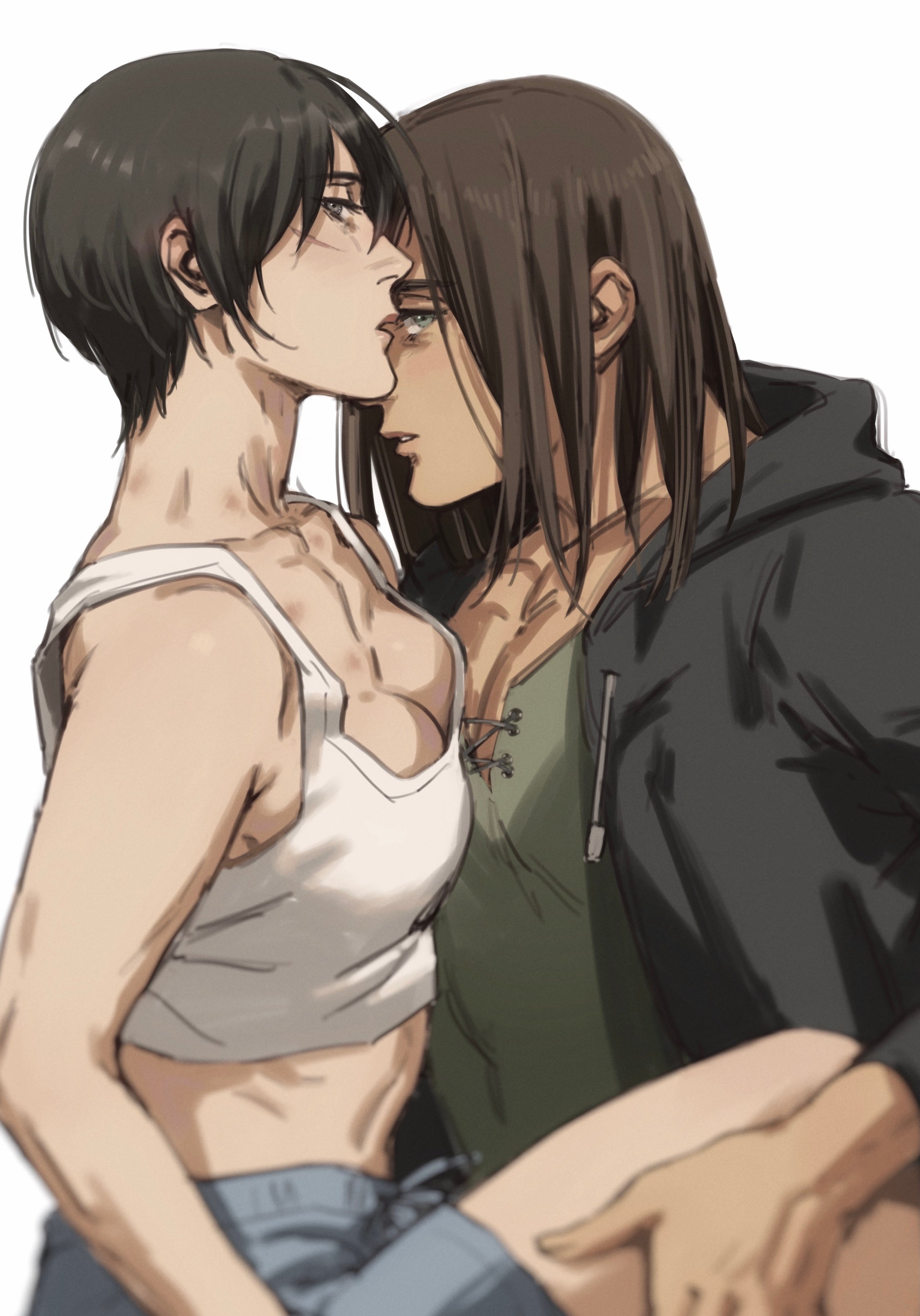 attack on titan, couple, eren jaeger, female, mikasa ackerman, shingeki no kyojin, tagme