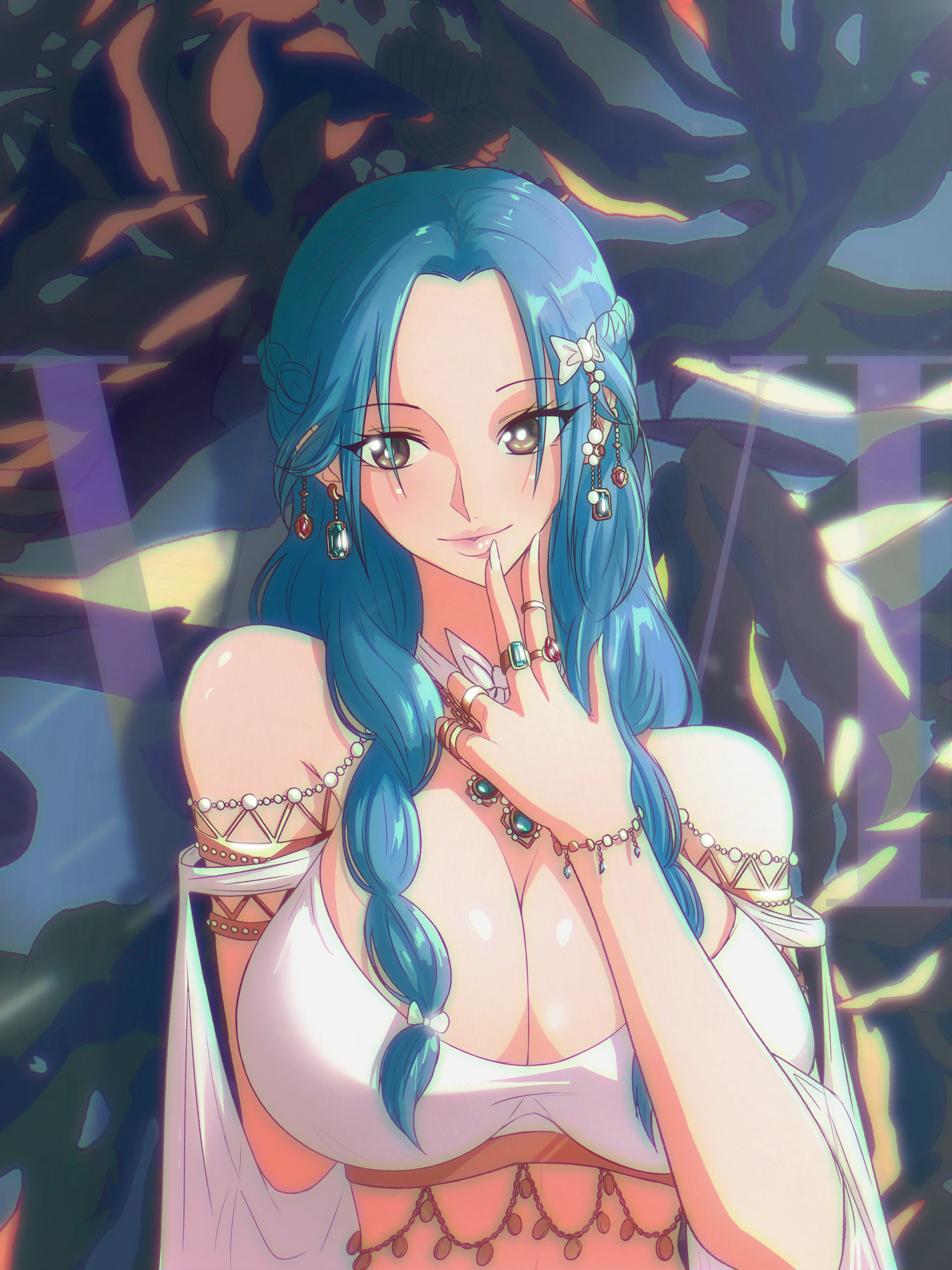 1girls, big breasts, blue hair, blue-haired female, breasts, female, female only, nefertari vivi, one piece, opalisart, solo female