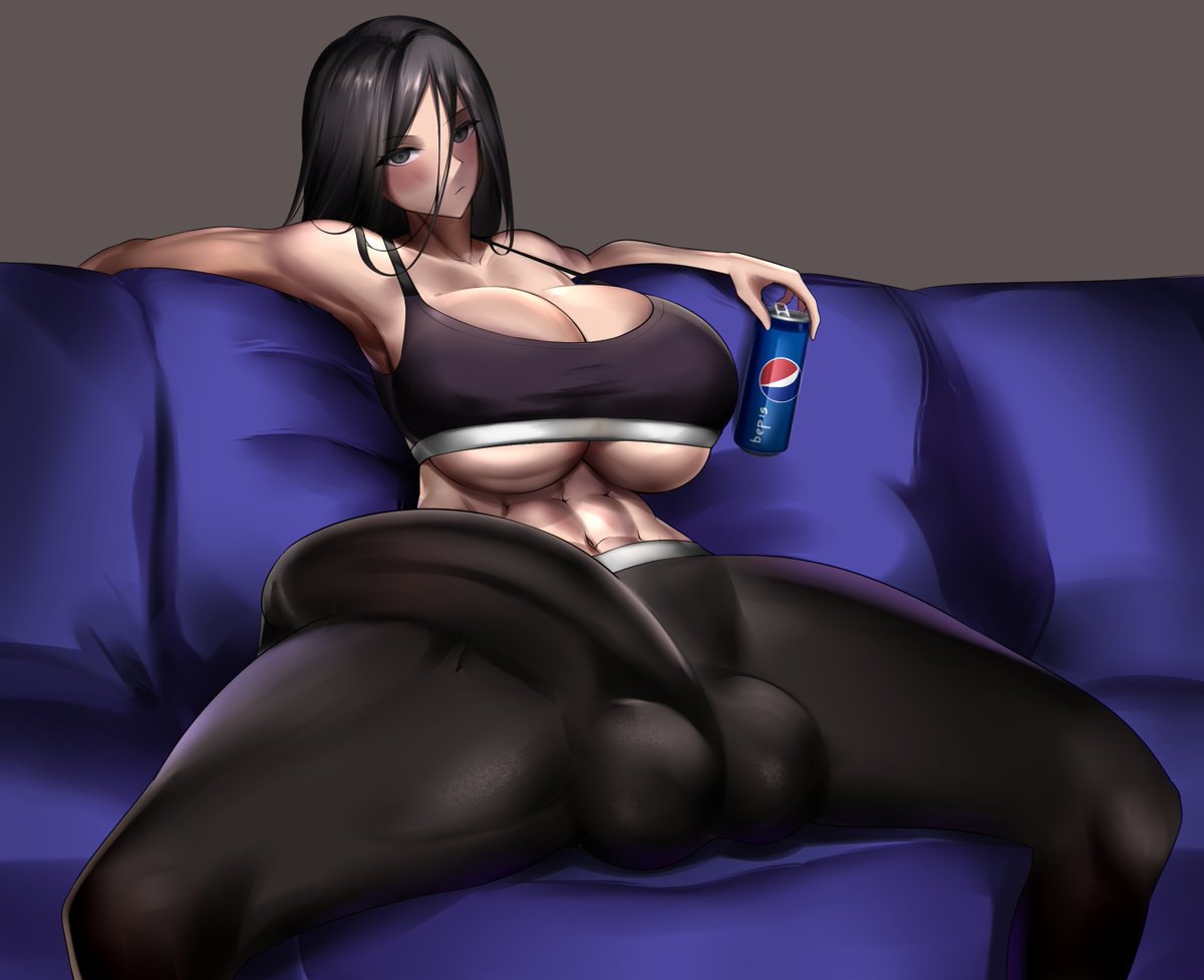 1futa abs balls bepis big_balls black_hair blush breasts bulge bulge_through_clothing bulge_to_side bursting_breasts cleavage clothed clothing erection erection_under_clothes fully_clothed futa_only futanari huge_balls huge_breasts huge_cock huge_penis human large_testicles light-skinned_futanari light_skin long_hair looking_at_viewer muscular muscular_futanari penis pepsi sitting solo solo_futa spread_legs thick_thighs tight_clothing underboob workout_clothes zeqqqqk