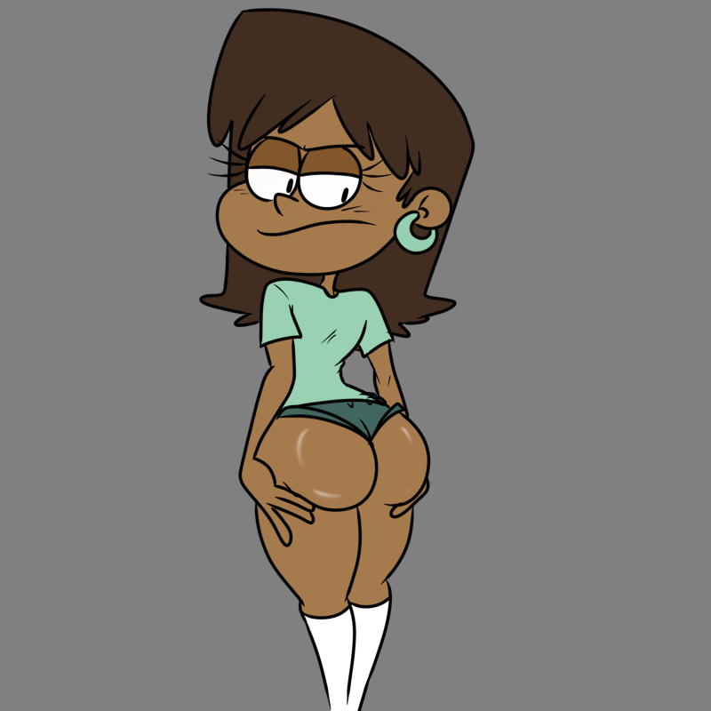 1girls 2022 background_character big_breasts black_eyes booty_shorts brown_hair cute dark-skinned_female dark_skin female hairband hands_on_ass hands_on_own_ass headband lazeedoodler looking_back nickelodeon short_shorts sideboob stockings t-shirt tagme the_loud_house turquoise_earrings turquoise_hairband turquoise_headband turquoise_t-shirt white_stockings