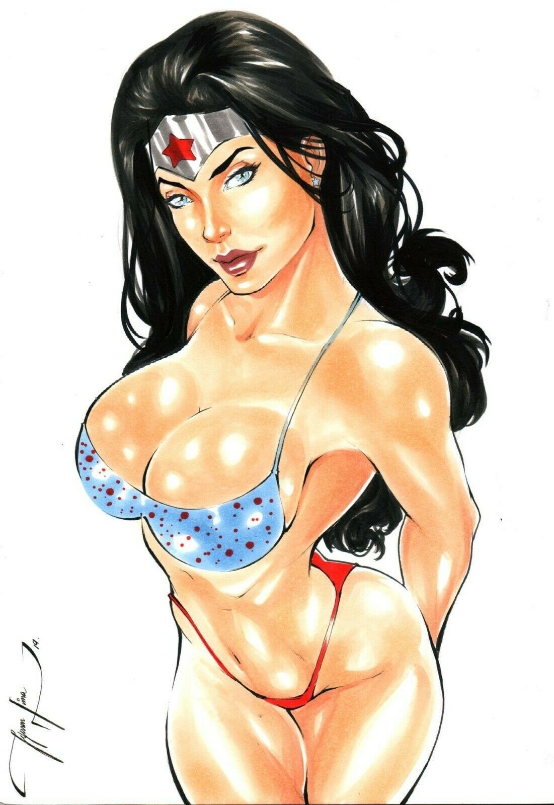 1girls 2019 amazonian big_breasts bikini_bottom bikini_top black_hair bulging_breasts busty curvaceous curvy_body curvy_female curvy_figure dc dc_comics diana_prince ed_benes_studio female female_only greek_female jeferson_lima long_hair looking_at_viewer milf red_lipstick silver_tiara solo solo_female solo_focus thong voluptuous voluptuous_female wonder_woman wonder_woman_(series)