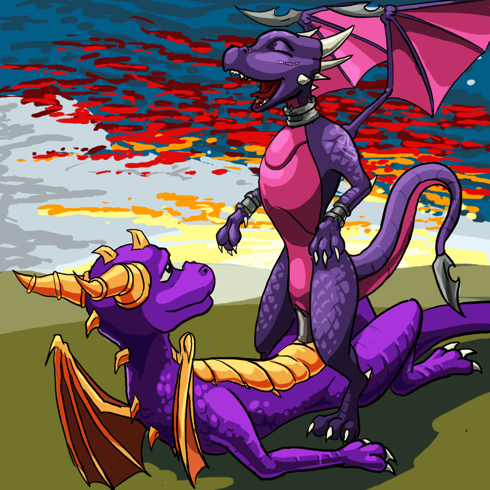 cynder dragon female feral male oniontrain scalie spyro spyro_the_dragon straight wings