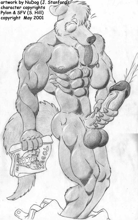 1boy 2001 anthro big_penis canine cum fur furry male male_only masturbation nudog penis pylon_the_wolf solo wolf