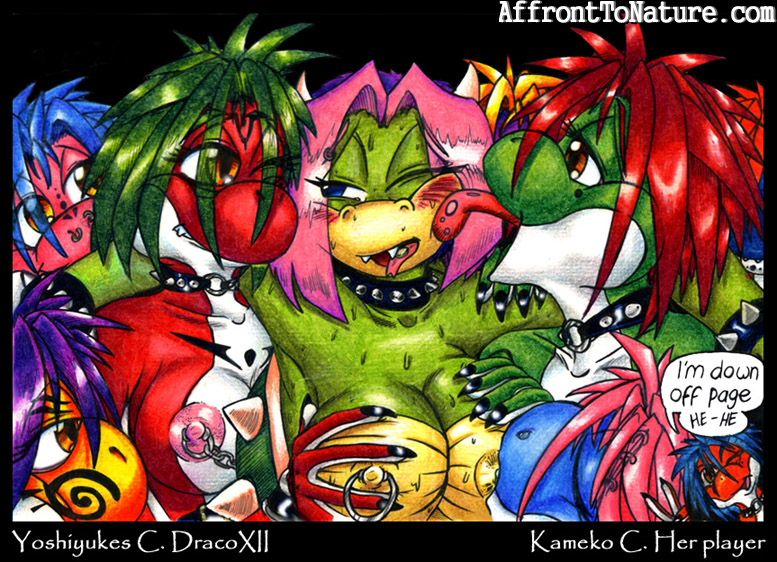 blush breasts collar drxii female hair kameko koopa licking mario_(series) nintendo nipples nude original_character pierced reptile scalie spikes tongue yoshi yoshiyuke