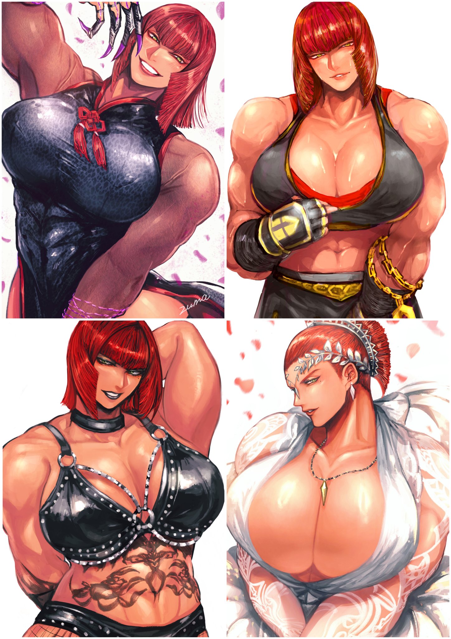 1girls, a.k.i., abs, athletic, athletic female, bdsm outfit, big breasts, breasts, cosplay, erect nipples under clothes, female, huge breasts, marisa rossetti, multiple poses, muscular, muscular female, street fighter, street fighter 6, tank top, tribal tattoo, wedding dress, zmnjo1440