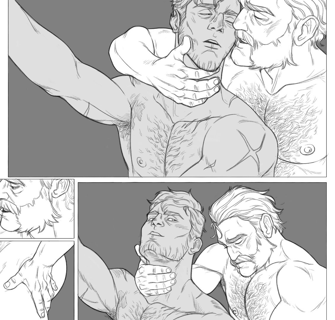 bara, chest hair, daddy, dilf, dispatch (game), gay, hairy, hairy armpits, hairy chest, implied anal, male, male only, matws art, muscular, muscular male, phenomaman, robert robertson