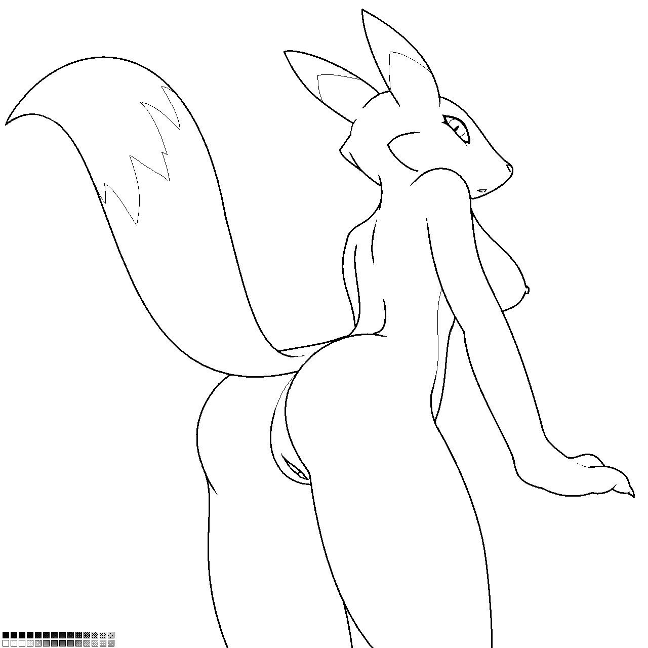 anthro canine darkdoomer digimon female fox fur furry pussy renamon solo