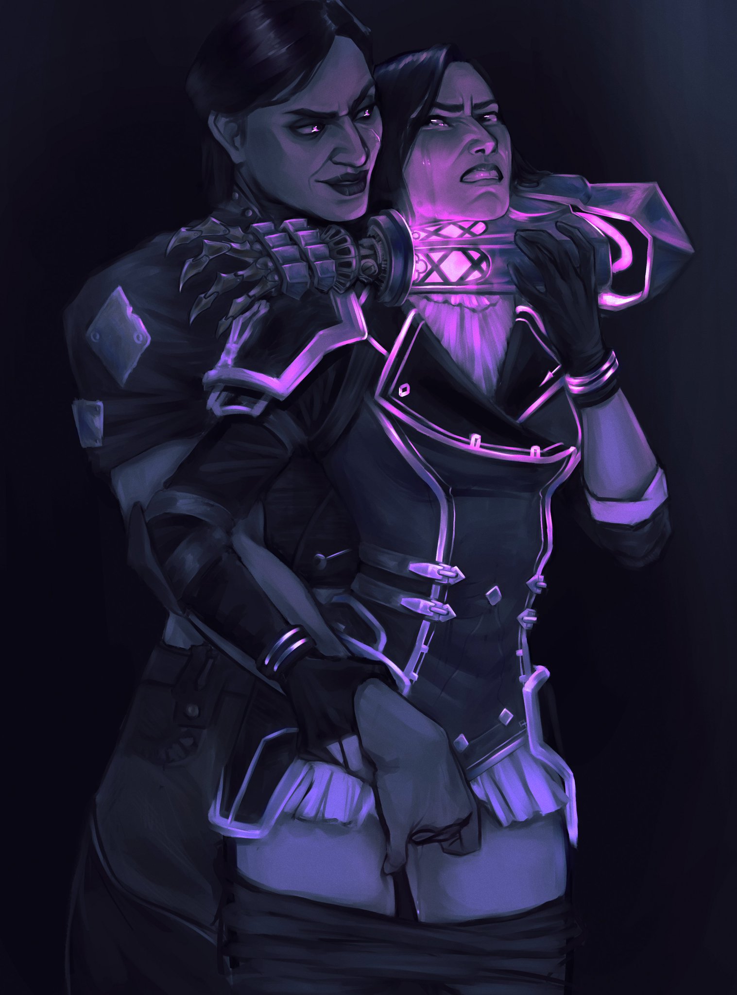 2girls, arcane, caitlyn kiramman, crying, dominant female, domination, dubious consent, edging, female, female only, femdom, fingering, fingering partner, fingering pussy, forced, forcing, league of legends, mechanical arm, noctyssa, pussy, raped, raped female, sevika, sketch, tears, teasing, yuri