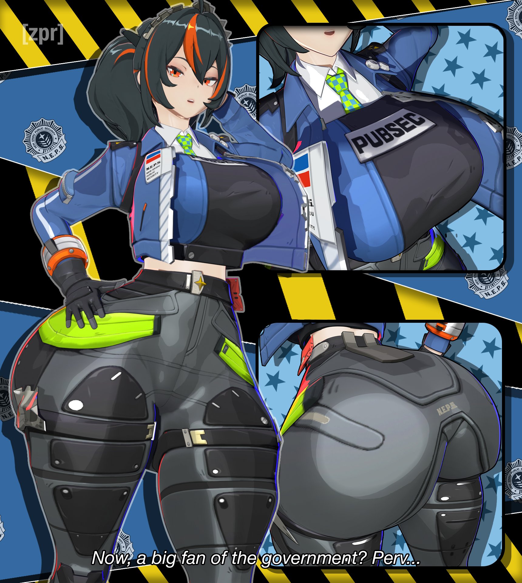 1girls, 3d, 3d model, ass, breasts, female, fully clothed, huge ass, huge breasts, looking at viewer, open mouth, wide hips, zenless zone zero, zhu yuan, zpr
