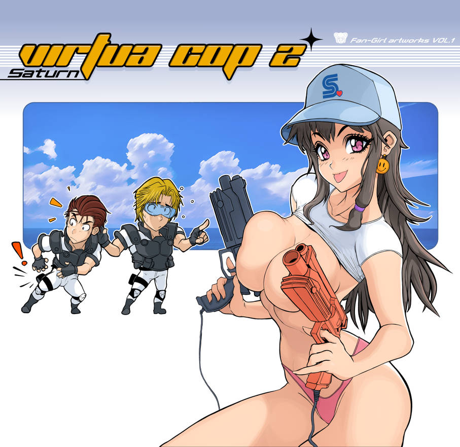 1girls 2boys 2d 2d_(artwork) artwork artwork_(digital) big_breasts boobs cap chibi earrings female fingers hands hat long_hair original panties pink_panties smiley_face system_st91 systemst91 tagme tongue tongue_out underwear white_shirt